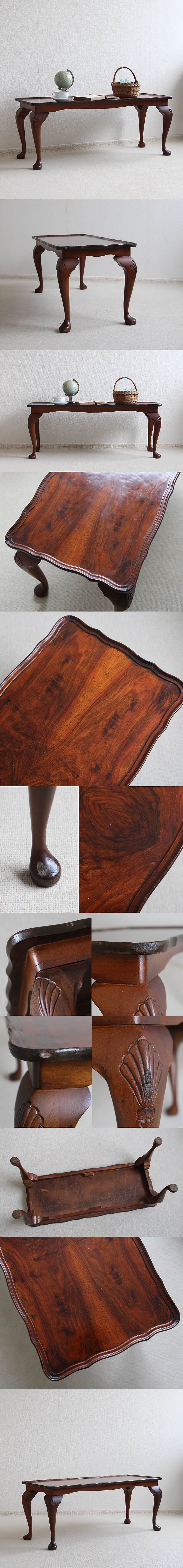 イギリス アンティーク コーヒーテーブル カブリオールレッグ（猫脚）センターテーブル 店舗什器「クイーンアン」Q-060