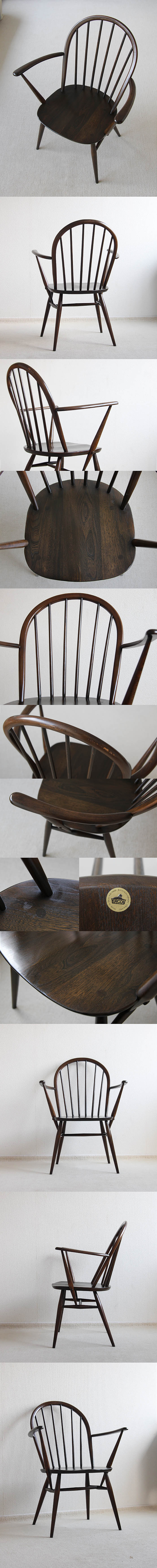 イギリス ヴィンテージ アーコール (ERCOL) フープバックアームチェア インテリア 家具 店舗什器「ウィンザーチェア」Q-094