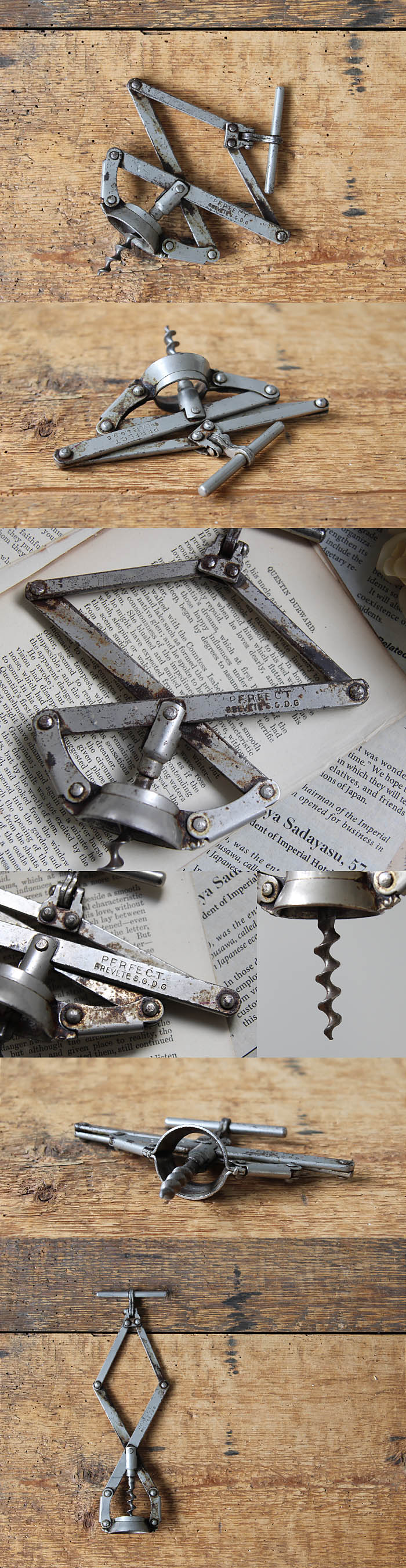 フランス アンティーク コルクスクリュー（ワインオープナー）インテリア 雑貨 店舗什器「コンセルティーナ型」Q-103