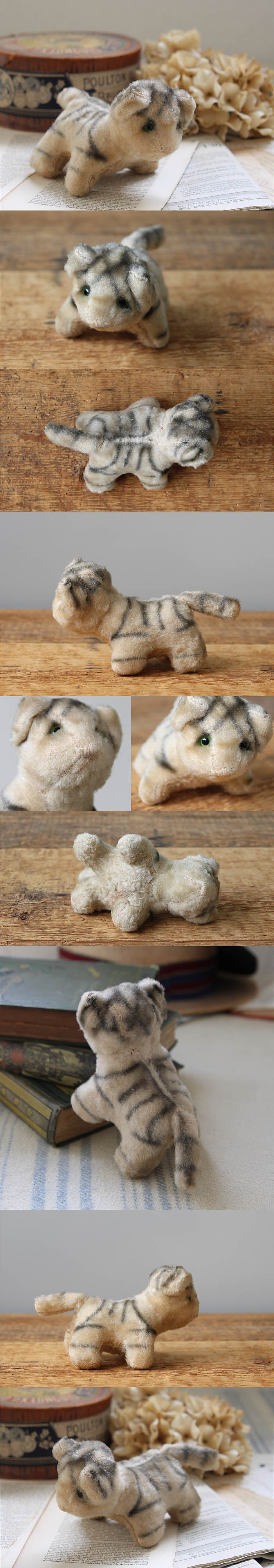 ドイツ アンティーク ネコのぬいぐるみ トラ猫 キャット インテリア 雑貨 店舗什器「可愛らしいシルエット」Q-104