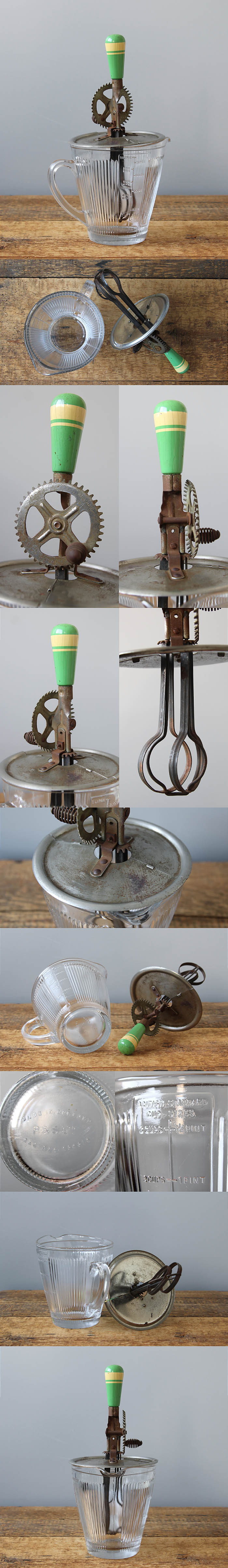 イギリス アンティーク P&S Ltdガラス製ピッチャー＆ミキサー インテリア 雑貨 店舗什器「手動式ミキサー」Q-122