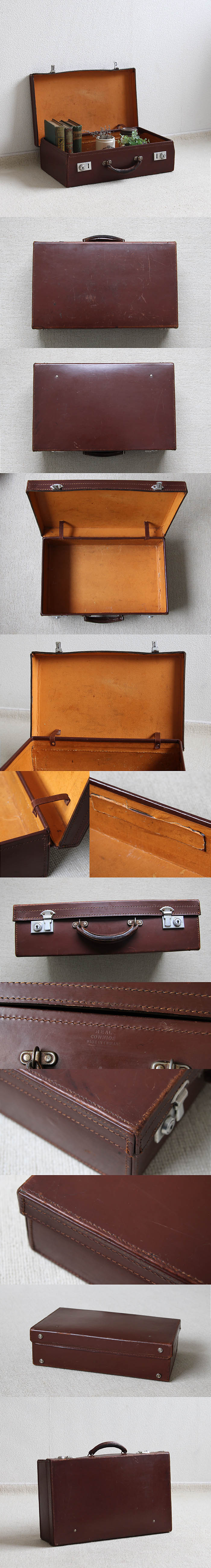 イギリス アンティーク トランク バッグ 革鞄 ディスプレイ インテリア 雑貨 店舗什器「レザースーツケース」Q-129