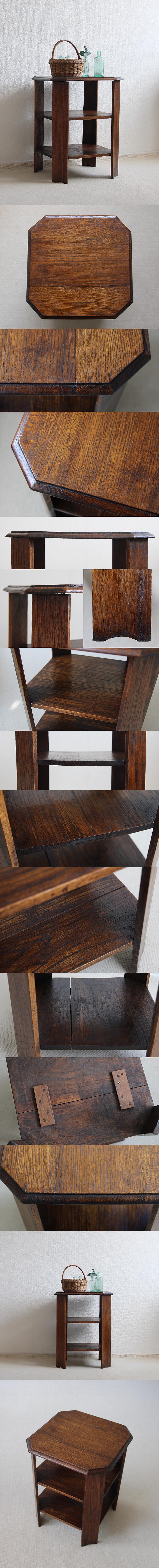 イギリス アンティーク オーク サイドテーブル 古木 インテリア アールデコ 家具 ディスプレイ 店舗什器「飾り台に」Q-189