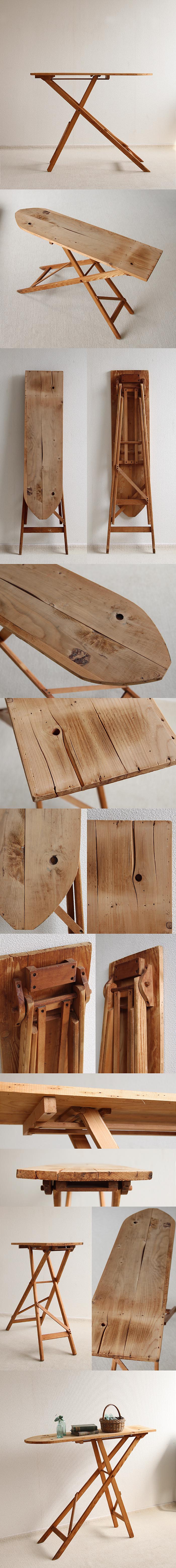 イギリス アンティーク アイロン台 折りたたみ式 オールドパイン材 インテリア 家具 店舗什器「アイロンボード」Q-195