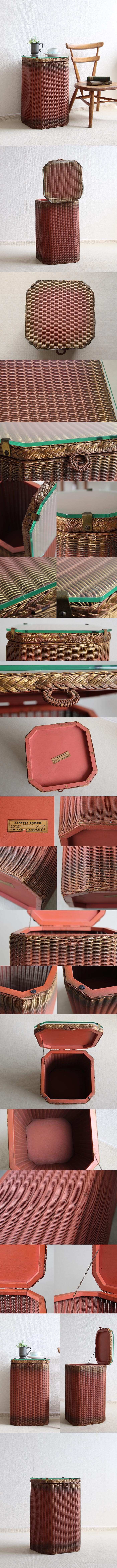 イギリス アンティーク ロイドルーム（LLOYD LOOM）ランドリーボックス ガラストップ 家具「バスケット」Q-201