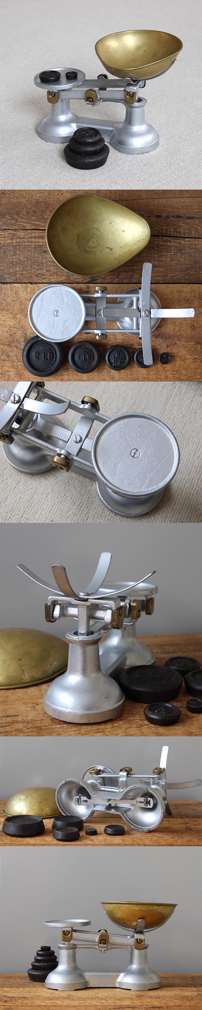 イギリス アンティーク バランススケール 天秤はかり 錘付き 鉄製 雑貨 インテリア ブロカント 店舗什器【ディスプレイ用】Q-222