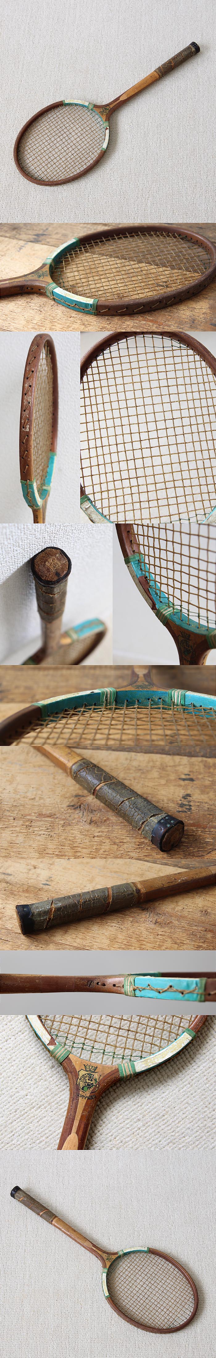 パキスタン アンティーク テニスラケット 木製 インテリア 雑貨 ヴィンテージ 店舗什器【コレクターズアイテム】Q-251