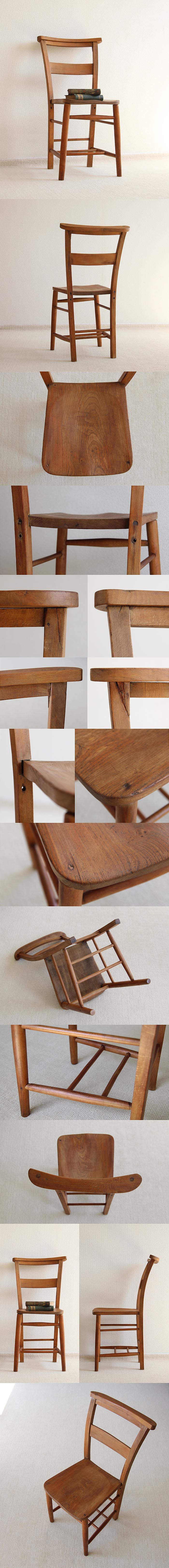 【訳あり】イギリス アンティーク チャーチチェア 教会椅子 木製 家具 インテリア ディスプレイ ヴィンテージ 店舗什器 Q-255