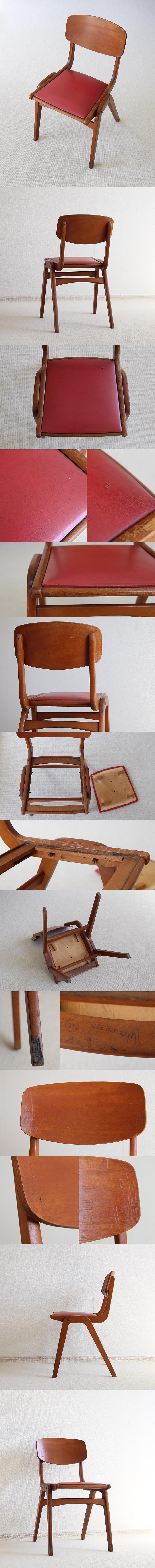 ポーランド ヴィンテージ ダイニングチェア 木製 北欧 家具 インテリア ミッドセンチュリー 店舗什器【スタッキングチェア】Q-256