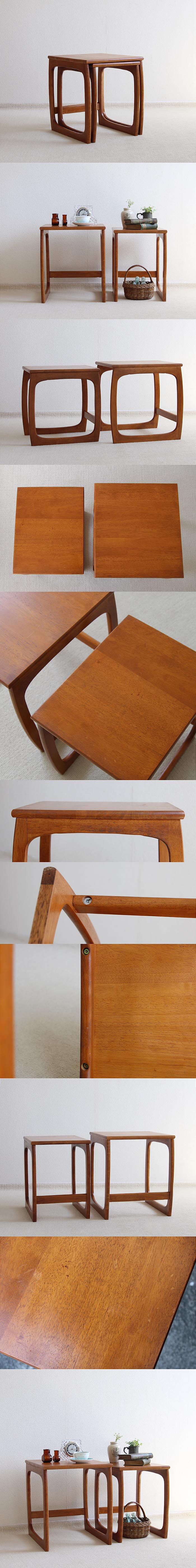 イギリス ヴィンテージ ネストテーブル 木製 家具 インテリア ミッドセンチュリー サイドテーブル 店舗什器【北欧スタイル】Q-257