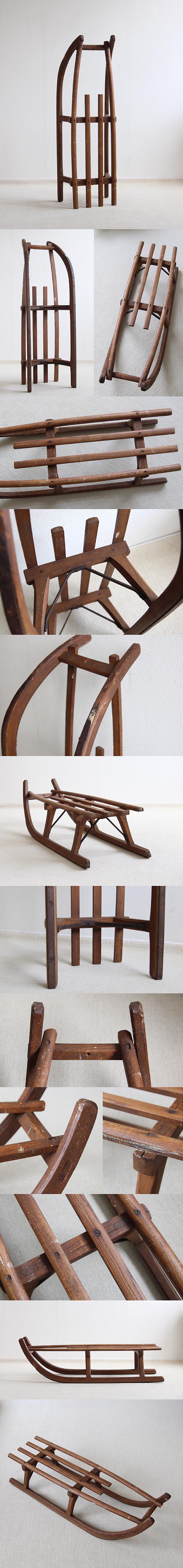 イギリス アンティーク 木製ソリ スレッド 無垢材 木味 インテリア ヴィンテージ ガーデン 店舗什器【ディスプレイ小物】Q-263