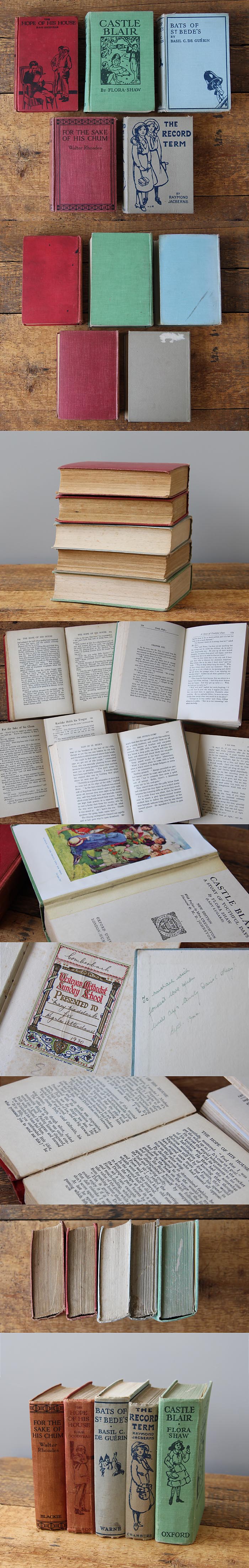 イギリス アンティークブック 5冊セット 古書 インテリア雑貨 洋書 児童書 ディスプレイ【Castle Blair】Q-272