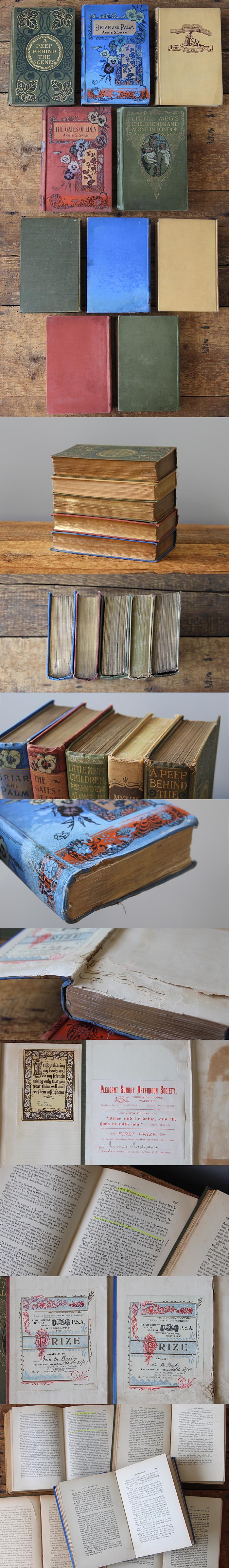 【訳あり】イギリス アンティーク ブック 5冊セット 古書 洋書 本 インテリア 雑貨 店舗什器【The Gates of Eden】Q-322