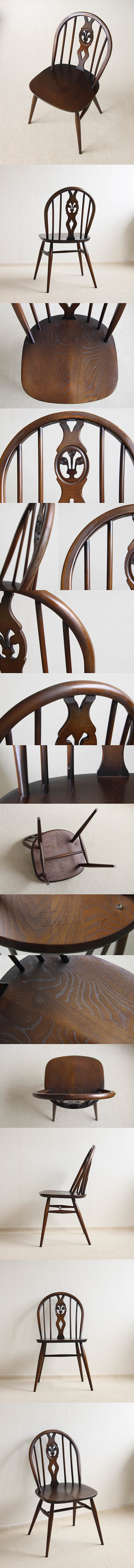 イギリス ヴィンテージ アーコールチェア ercol 木製椅子 エルム材 家具 インテリア 店舗什器「シスルバックチェア」 Q-651
