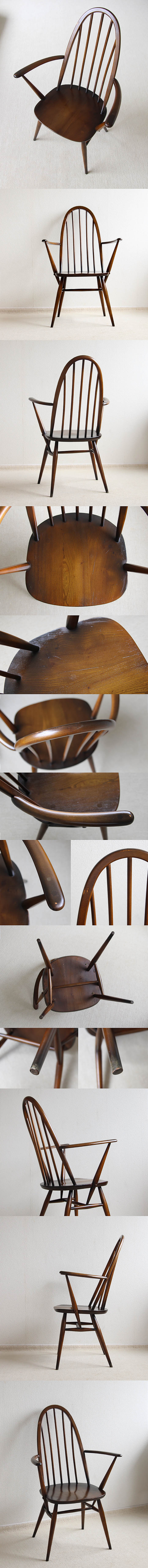 イギリス ヴィンテージ アーコールアームチェア ercol 木製椅子 エルム材 家具 インテリア 店舗什器 「クエーカーチェア」 Q-672