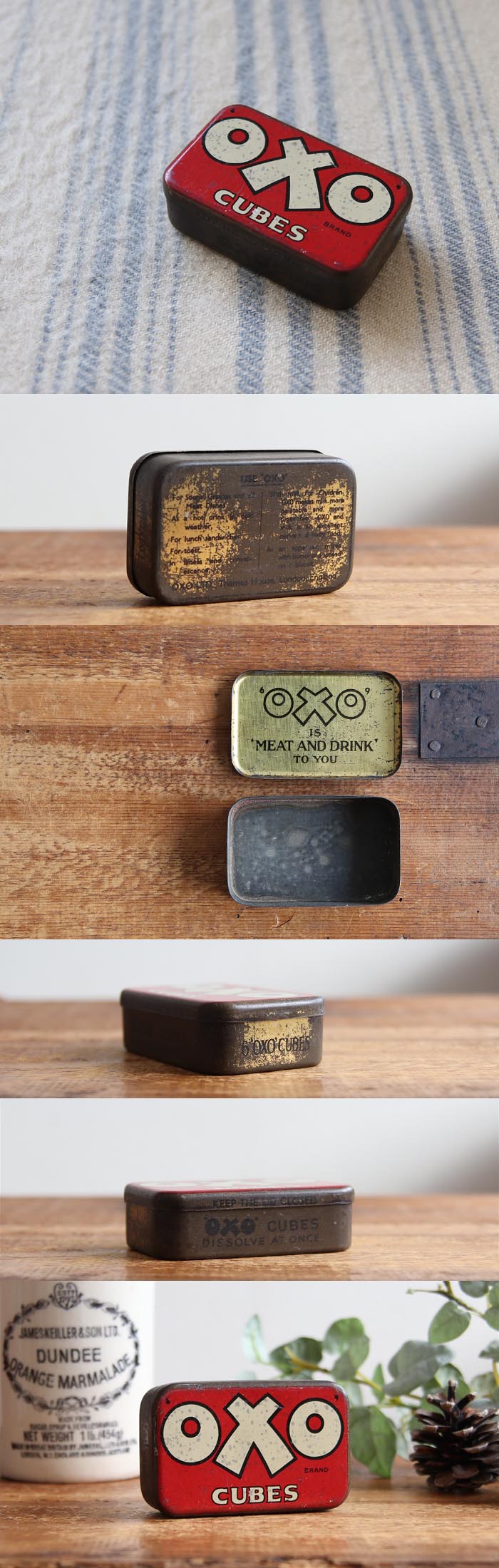 イギリス アンティーク OXO Cubes/オクソ缶/TIN/ティン/ブリキ/インテリア雑貨【コレクターが数多く存在するOXO缶】S-475