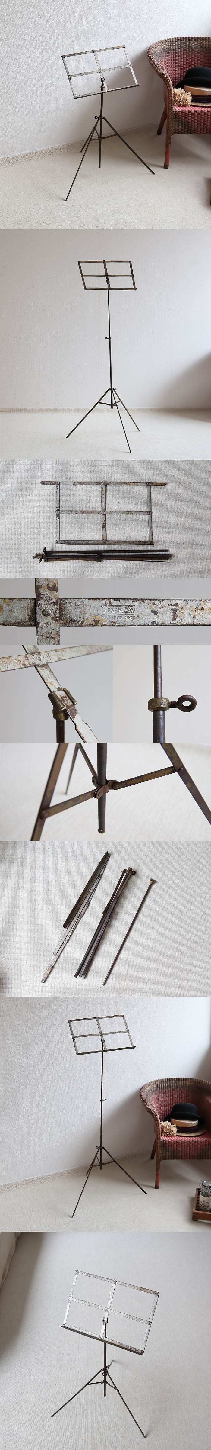 英国 アンティーク ミュージックスタンド/折り畳み譜面台/看板置き