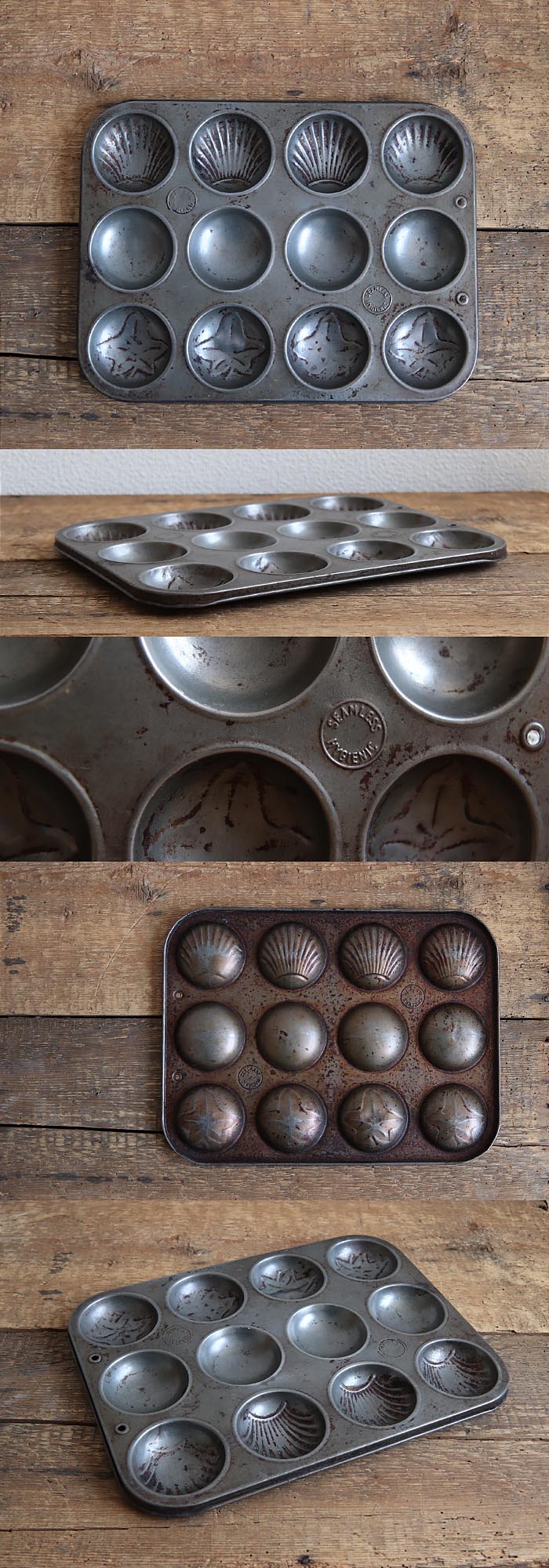 イギリス アンティーク ベーキングティン/焼き型/菓子型/キッチンツール/雑貨/ディスプレイ/ブリキ【SEAMLESS HYGIENIC】S-862