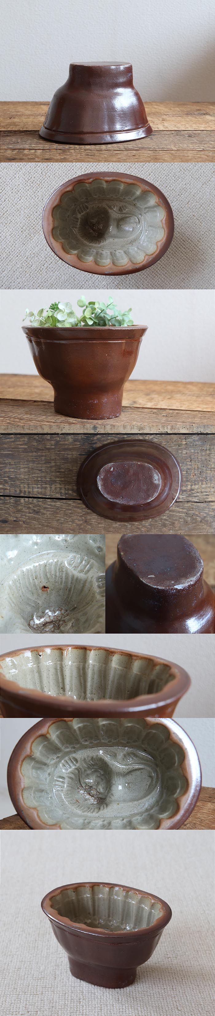 イギリス アンティーク 陶器製 ゼリーモールド/キッチン雑貨