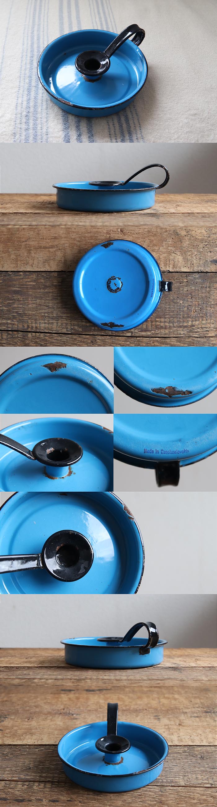 チェコスロバキア アンティーク ホーロー製 キャンドルホルダー