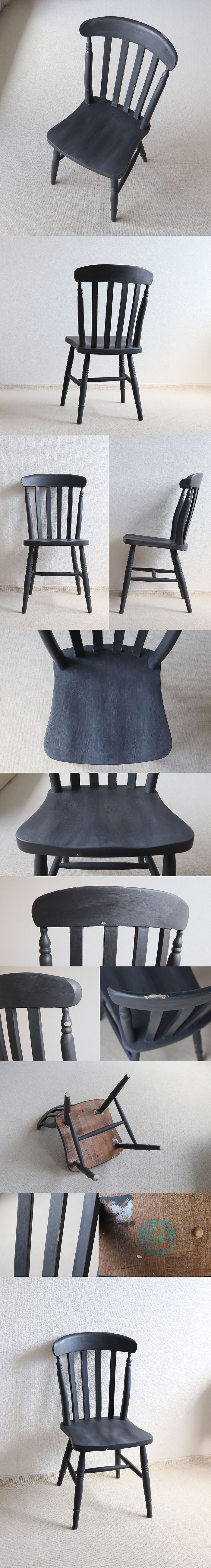 ユーゴスラビア製 ヴィンテージ キッチンチェア ビストロチェア 木製椅子 ペイント家具 V-038