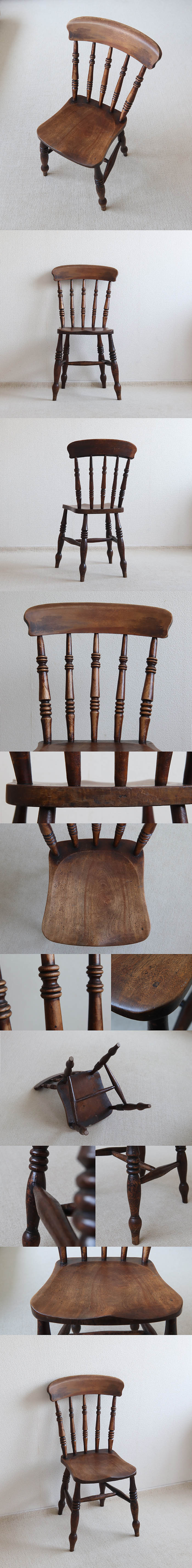 イギリス アンティーク キッチンチェア 木製椅子 カントリー 古木 店舗什器 家具 V-078
