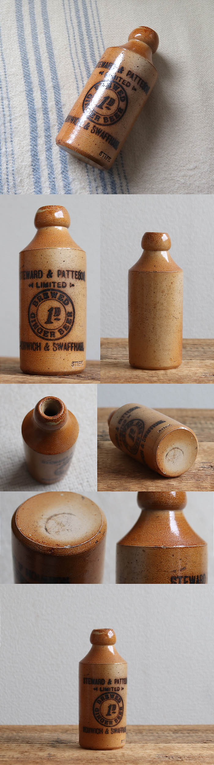 イギリス アンティーク ビアボトル 陶器 ビールボトル 花瓶 一輪挿し インテリア V-131