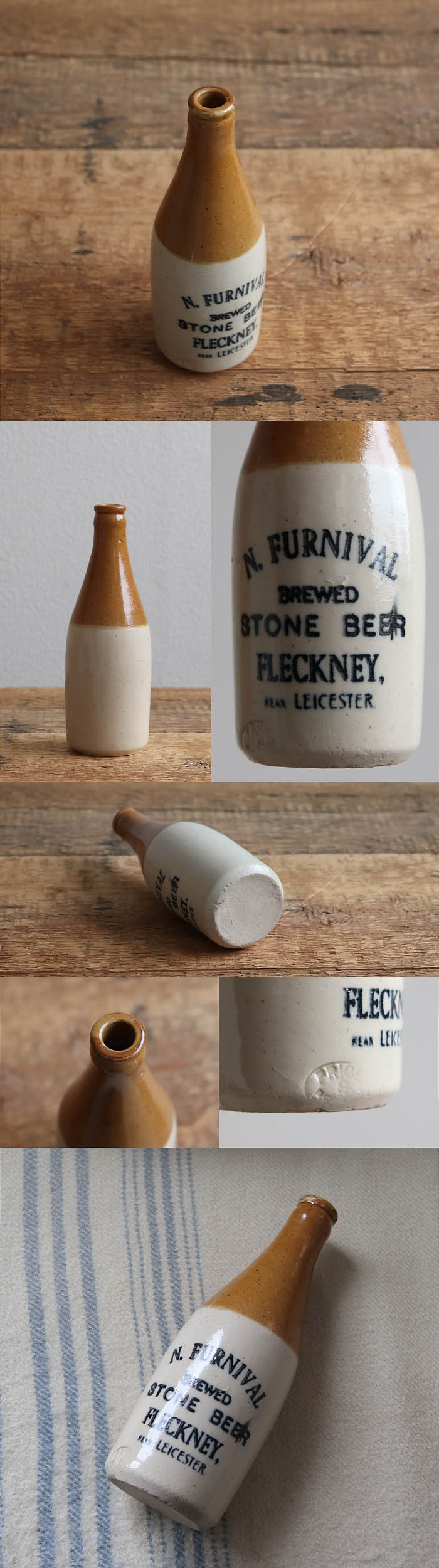 イギリス アンティーク ビアボトル 陶器 ビールボトル 花瓶 一輪挿し インテリア V-132