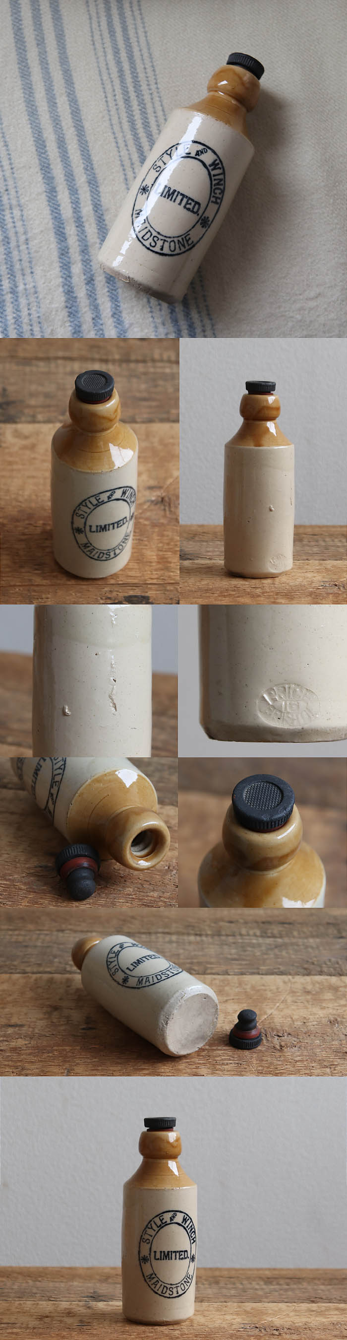 イギリス アンティーク ビアボトル 陶器 ビールボトル 花瓶 一輪挿し インテリア V-133