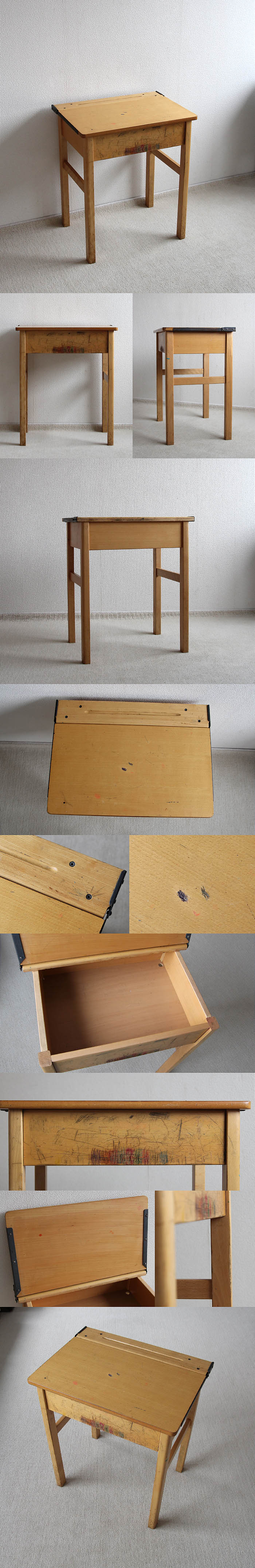 イギリス ヴィンテージ スクールデスク 学習机 木製 収納ボックス