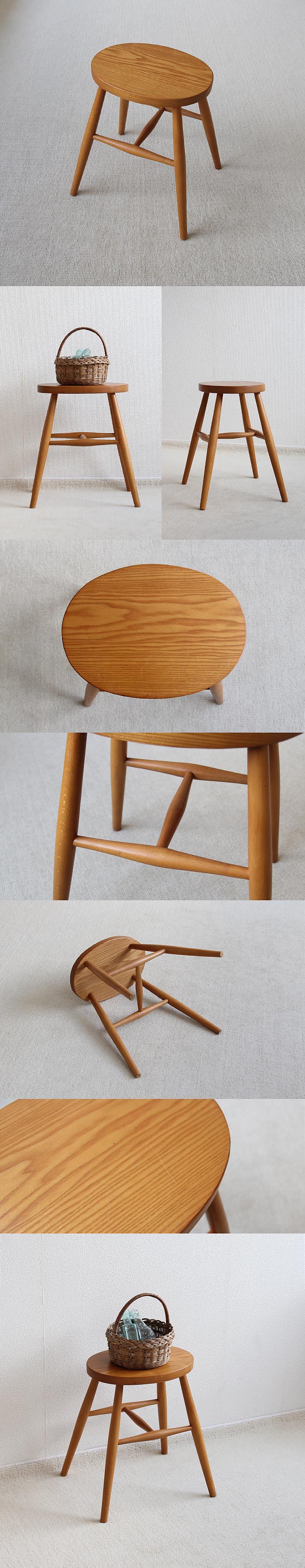 イギリス ヴィンテージ ウッドスツール 木製椅子 飾り台 カントリー 無垢材 家具 V-339