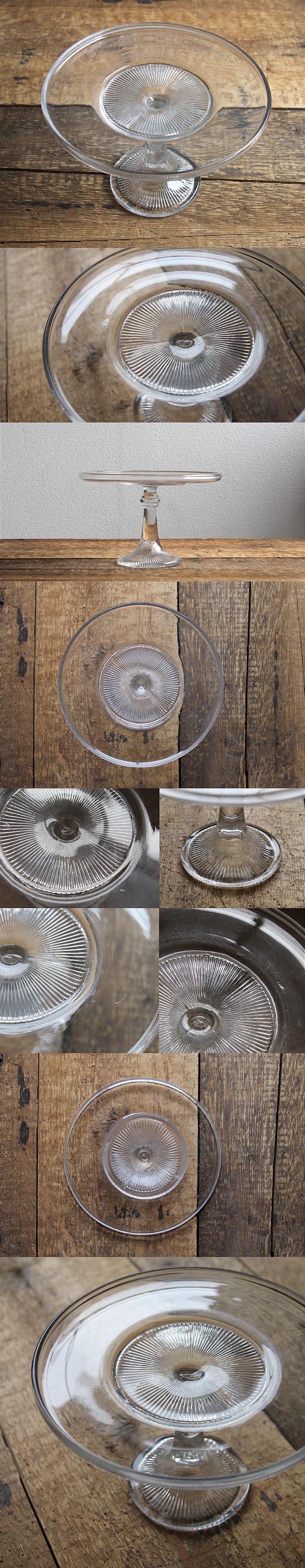 イギリス アンティーク ケーキスタンド コンポート皿 食器「プレスガラス」V-364