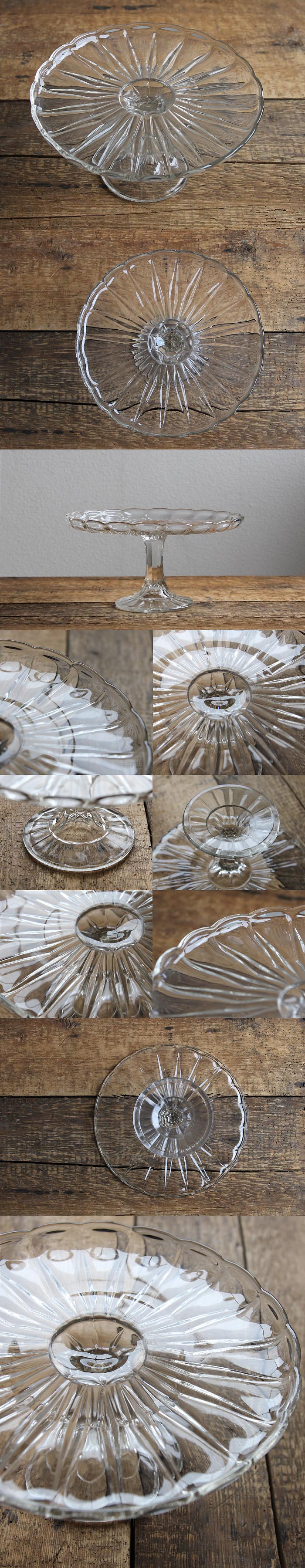 イギリス アンティーク調 ケーキスタンド コンポート皿 食器「プレスガラス」V-365