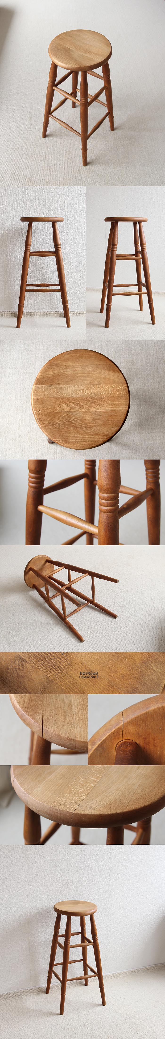 イギリス ヴィンテージ ハイスツール 木製椅子 飾り台 英国 家具「花台にも」V-452