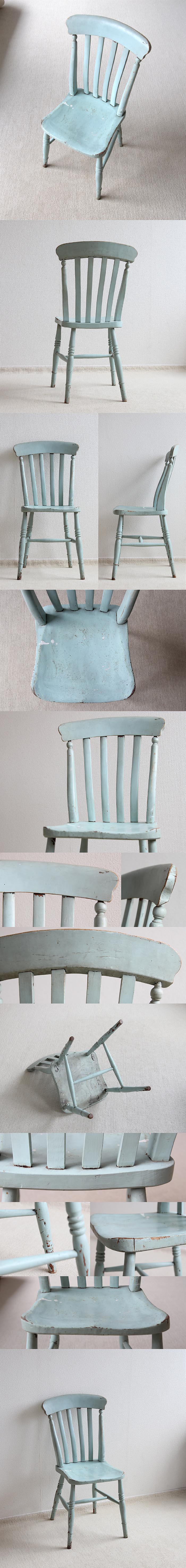 イギリス アンティーク ペイントキッチンチェア 木製椅子 古木 英国 家具「ラスバックチェア」V-465