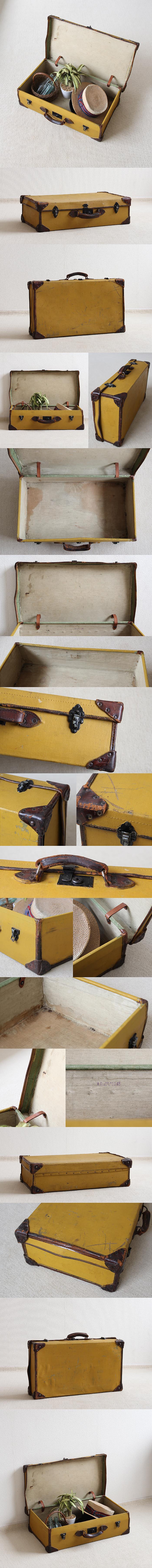 イギリス アンティーク トランク バッグ ディスプレイ スーツケース「古い旅行鞄」V-619