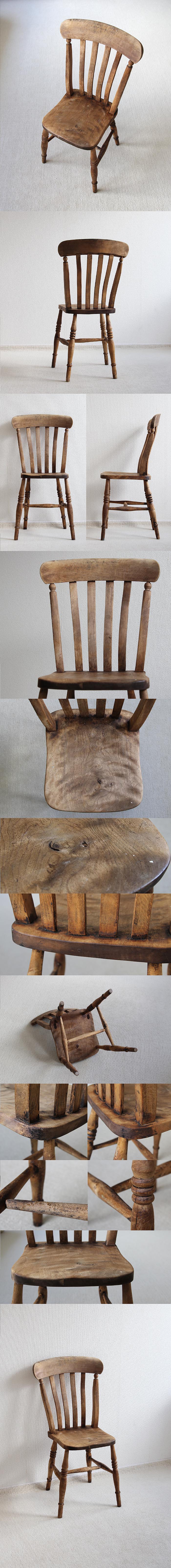 イギリス アンティーク キッチンチェア 木製椅子 インテリア 無垢材 家具 英国「ダイニングチェア」V-634