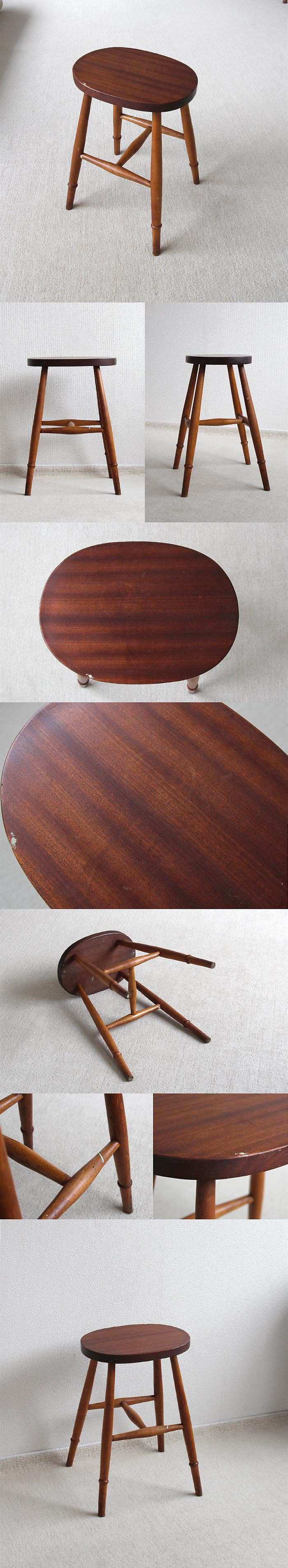 イギリス ヴィンテージ ウッドスツール 木製椅子 カントリー 花台 アンティーク 家具 「一枚板座面」V-727
