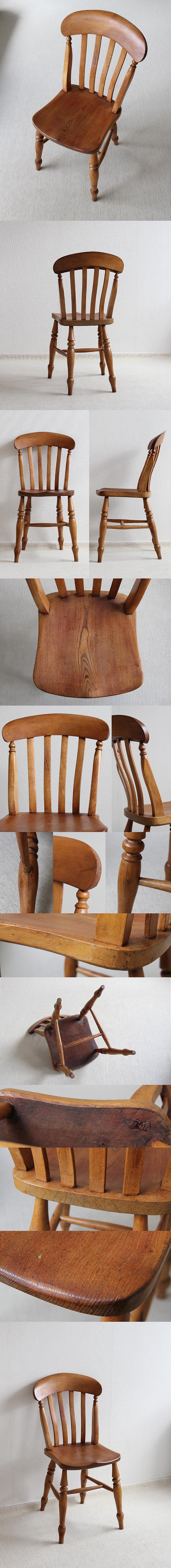 イギリス アンティーク キッチンチェア 木製椅子 無垢材 古木 家具 「ラスバックチェア」V-735