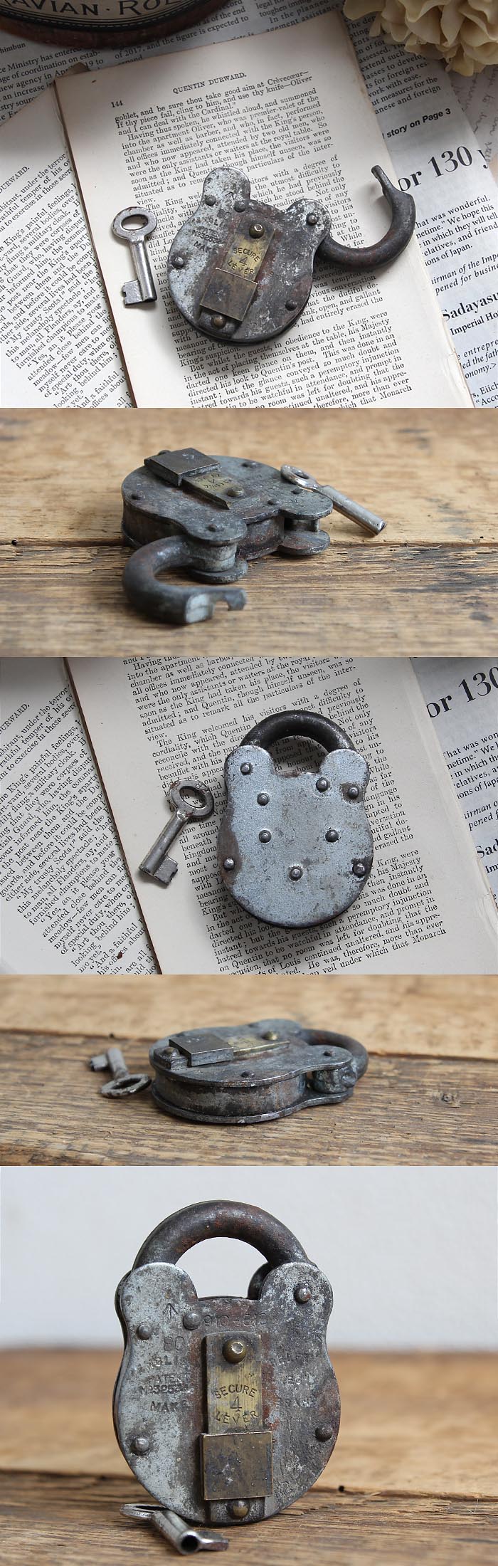 イギリス アンティーク パドロック 南京錠 鍵付き インテリア 雑貨 古道具 「可愛いくまさん型」V-737