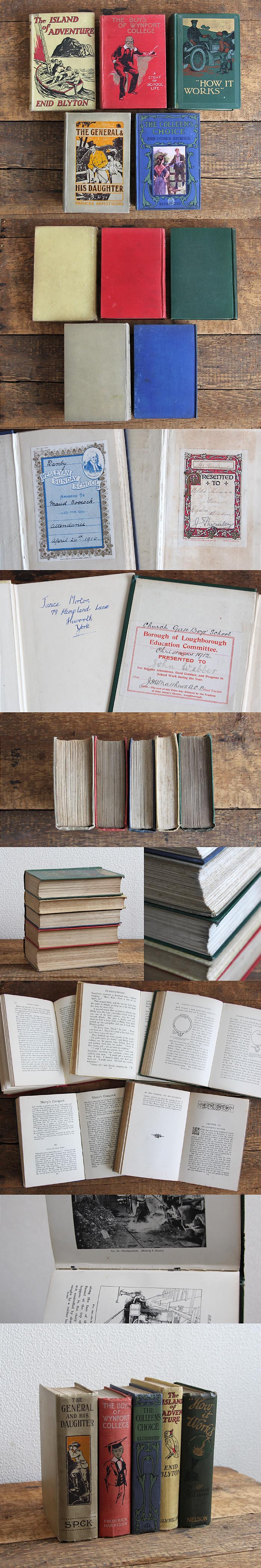 イギリス アンティークブック 5冊セット 古書 インテリア雑貨 洋書 ディスプレイ「雰囲気パーフェクト」V-755