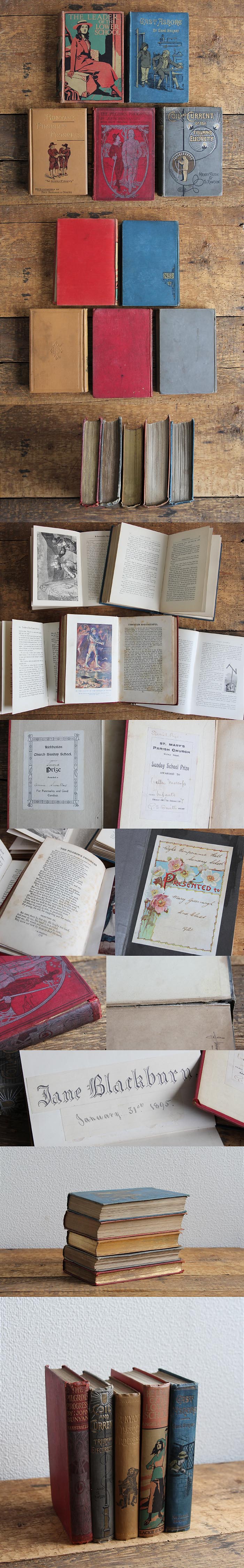 イギリス アンティークブック 5冊セット 古書 インテリア雑貨 洋書 ディスプレイ「雰囲気パーフェクト」V-806