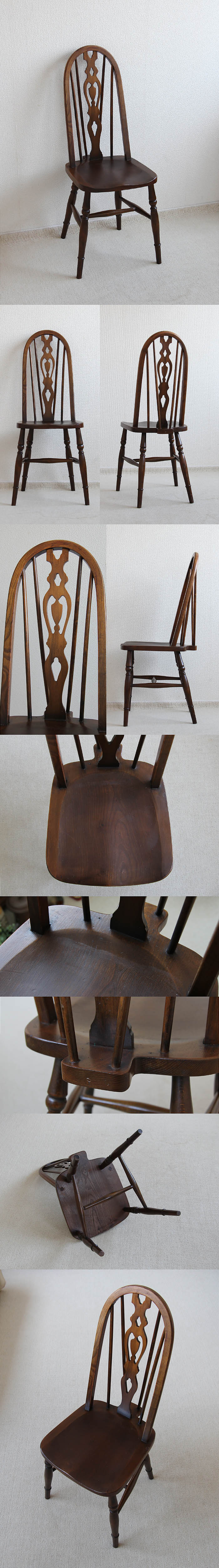 イギリス アンティーク調 ハイバックチェア 木製椅子 ダイニングチェア 家具「ウィンザースタイル」V-902