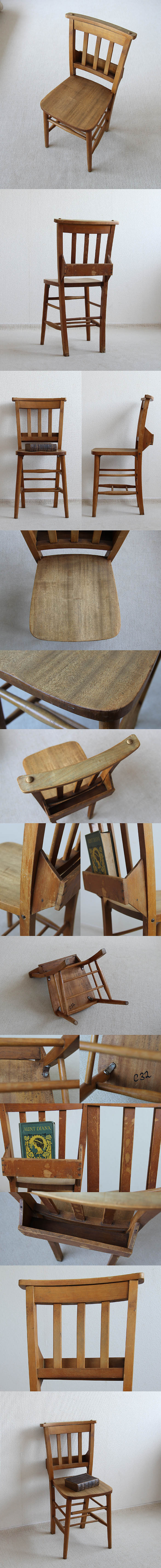 イギリス アンティーク調 チャーチチェア 教会椅子 カントリー インテリア 家具「聖書BOX付」V-927