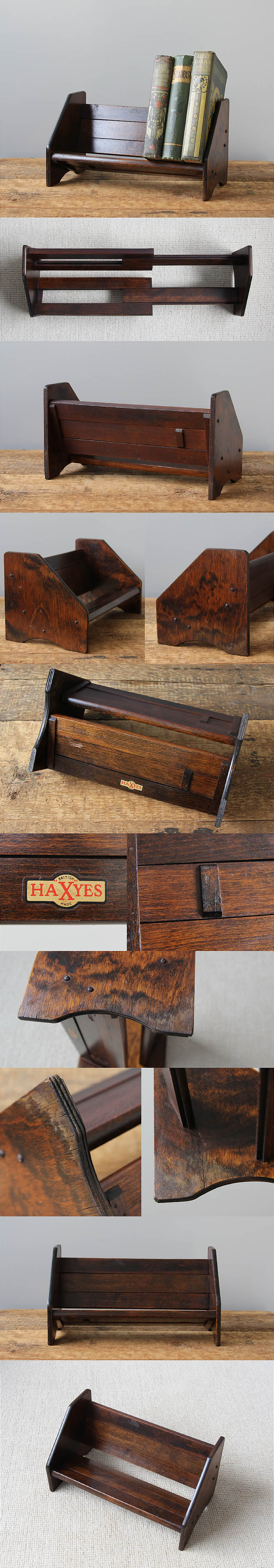 イギリス アンティーク ブックスタンド 本立て 伸長式 古木 インテリア雑貨「HAXYES」V-937