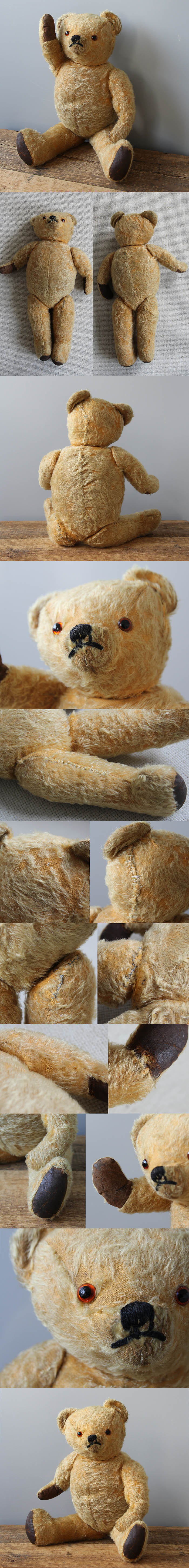 イギリス アンティーク テディベア くまのぬいぐるみ クマ インテリア 雑貨「全長約58cm」V-990