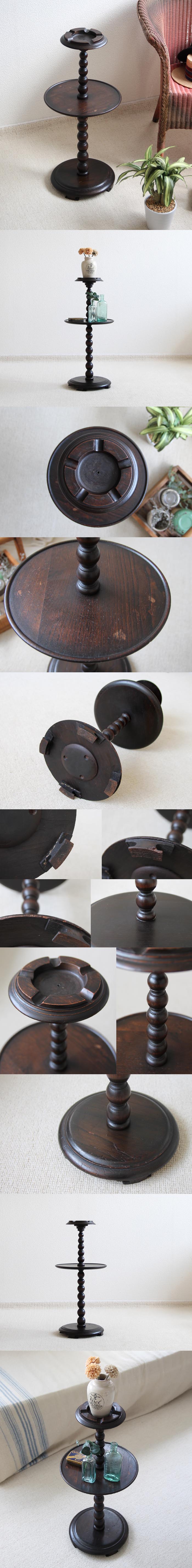 イギリス アンティーク スモーカーズスタンド/オーク/ボビンレッグ/アシュトレイ【花台やキャンドル置きにも！】Y-276