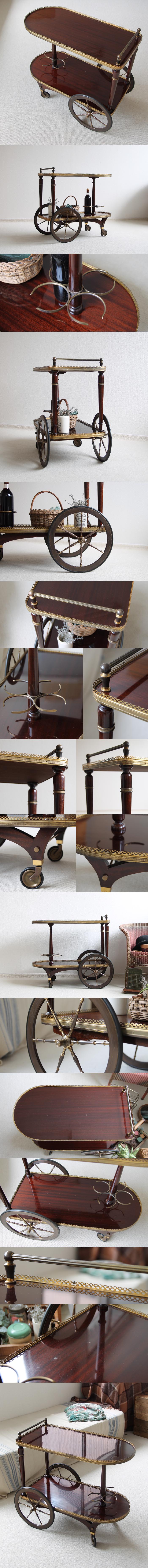 フランス アンティーク調 ボトルホルダー付きワゴン/トロリー/サービス
