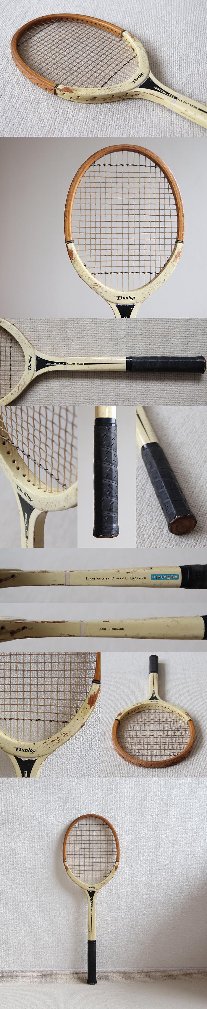 イギリス ヴィンテージ 木製 テニスラケット/ダンロップ/インテリア